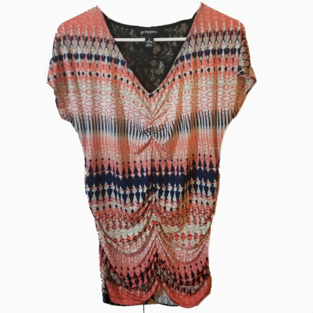 ^Grayson lace back large shirt ruched